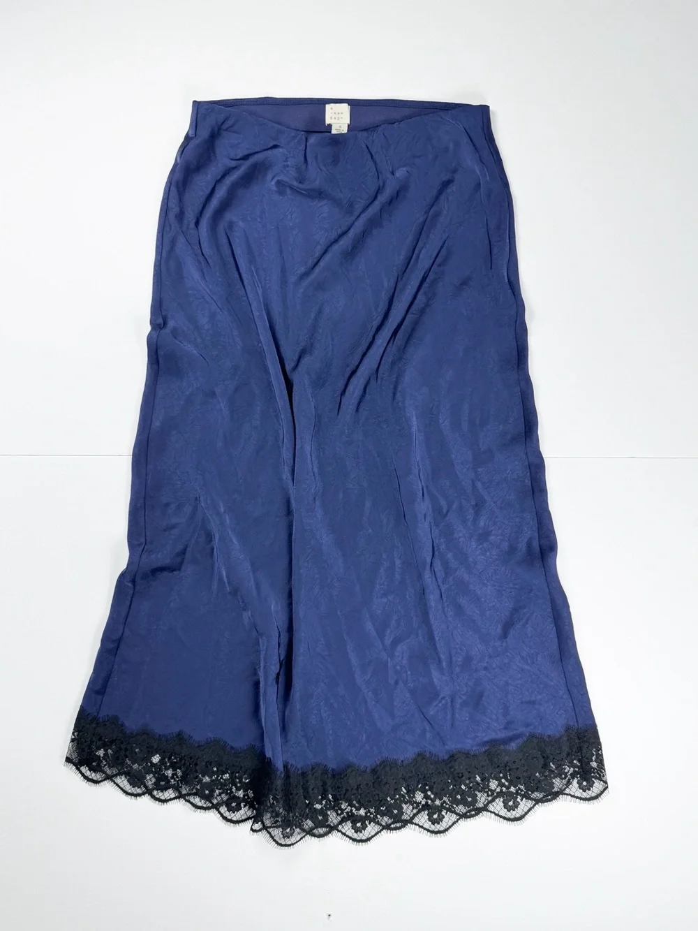 a new day Navy Slip Skirt with Black Lace Trim